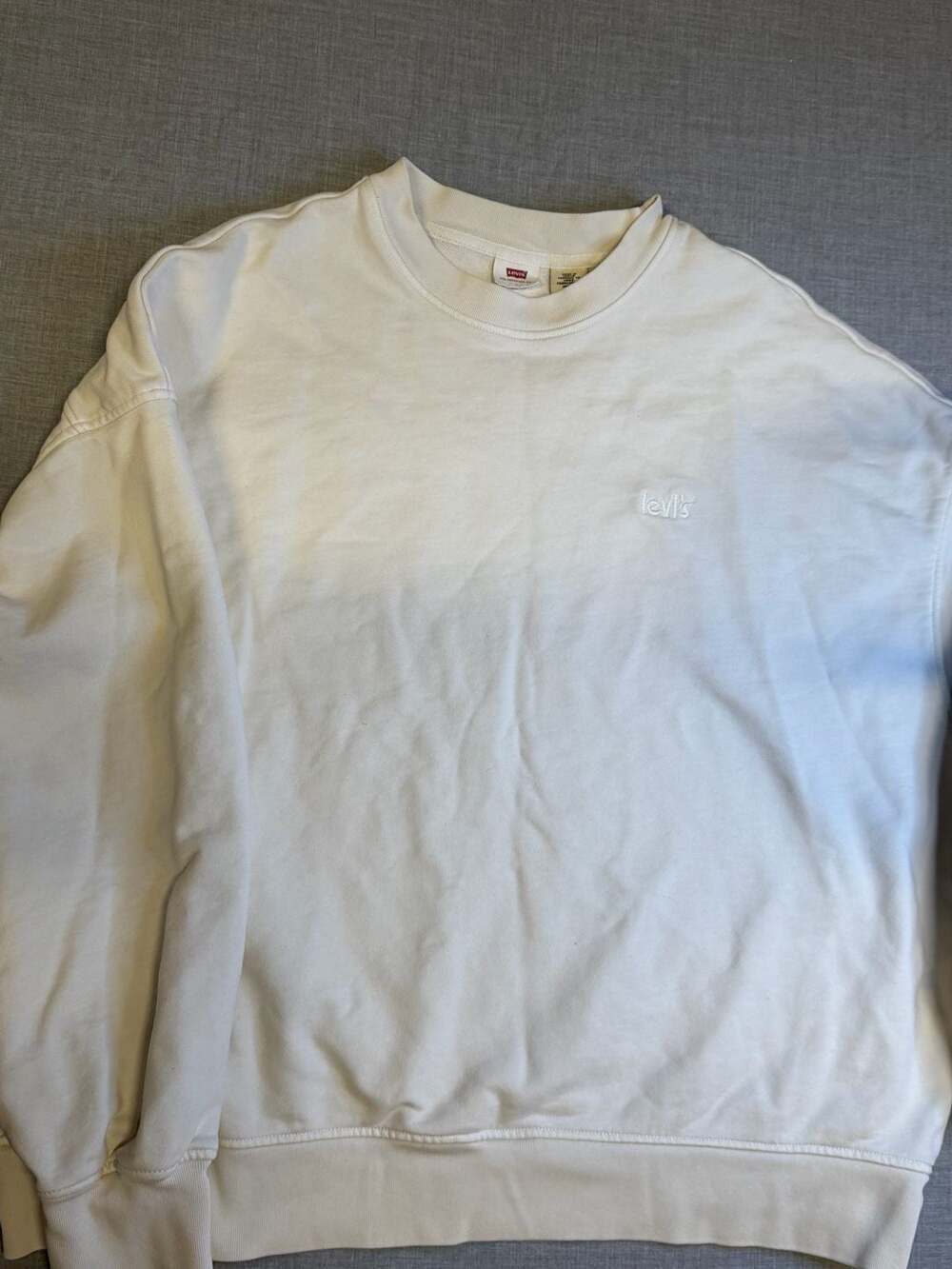 Levi's Embroidered Logo Crewneck Sweatshirt Cream Size L - Picture 3 of 7